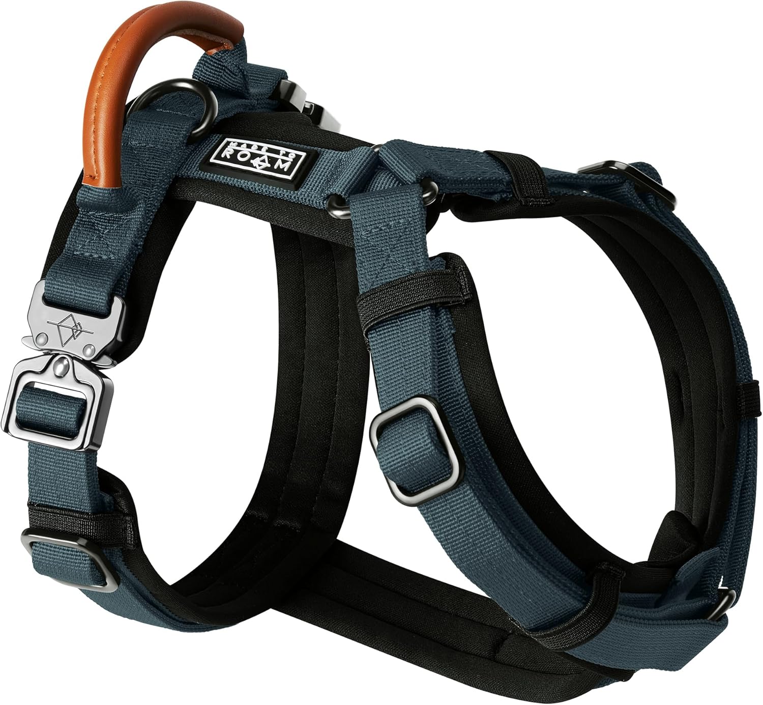 MADE TO ROAM Premium Explorer Harness – Y-Shaped Dog Harness with Adjustable Durable Nylon, Soft Padding, Metal Buckles and Leather Handle for Small, Medium, Large Dogs (Colorado Nightsky, Size 5)