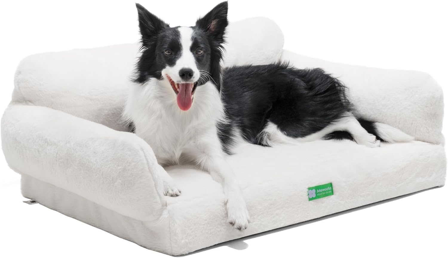 MEWOOFUN 34.6″ Orthopedic Dog Bed Sofa for Small Medium Dogs, Egg- Foam Dog Couch with Removable Washable Cover and Non-Slip Bottom (Large, Beige)