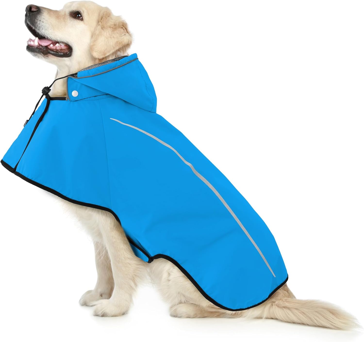 Mile High Life Dog Raincoat, Adjustable Waterproof Pet Rain Jacket, Reflective Hooded Poncho for Small Medium Large Dogs, Lightweight Breathable Pet Rain Coat (Blue,XL Chest 31″-37″)
