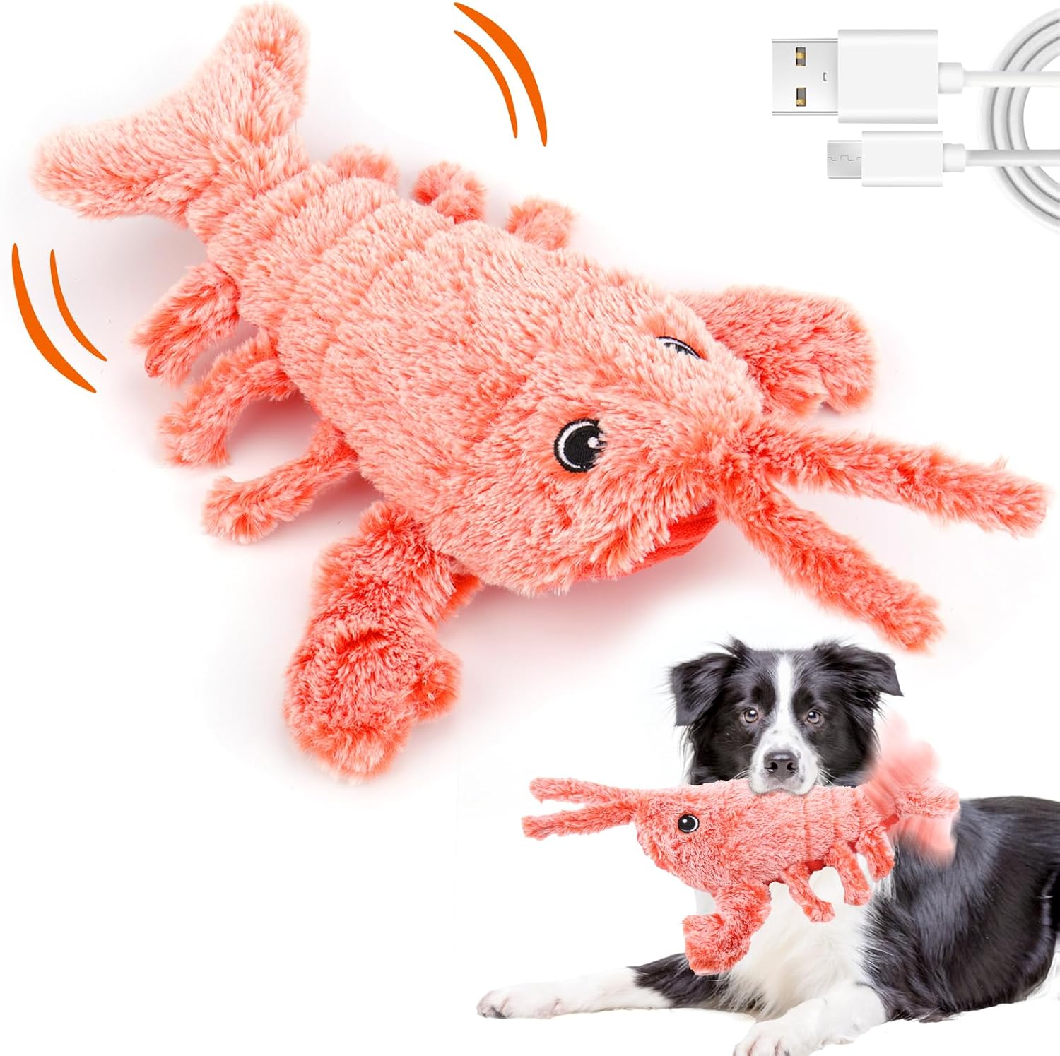 Mity rain Interactive Dog Toys – Wiggly Lobster for Small Medium Large Dogs, Moving Pet Toy to Keep Them Busy for Boredom, Floppy Smart Motion Activate Enrichment, Rechargeable