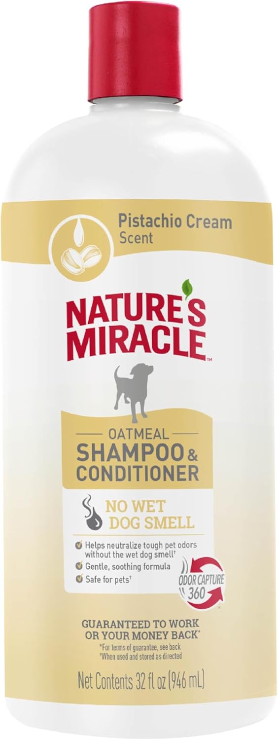 Nature’s Miracle Nature’s Miracle Oatmeal Shampoo & Conditioner for Dogs, 32 Oz, Pistachio Cream Scent