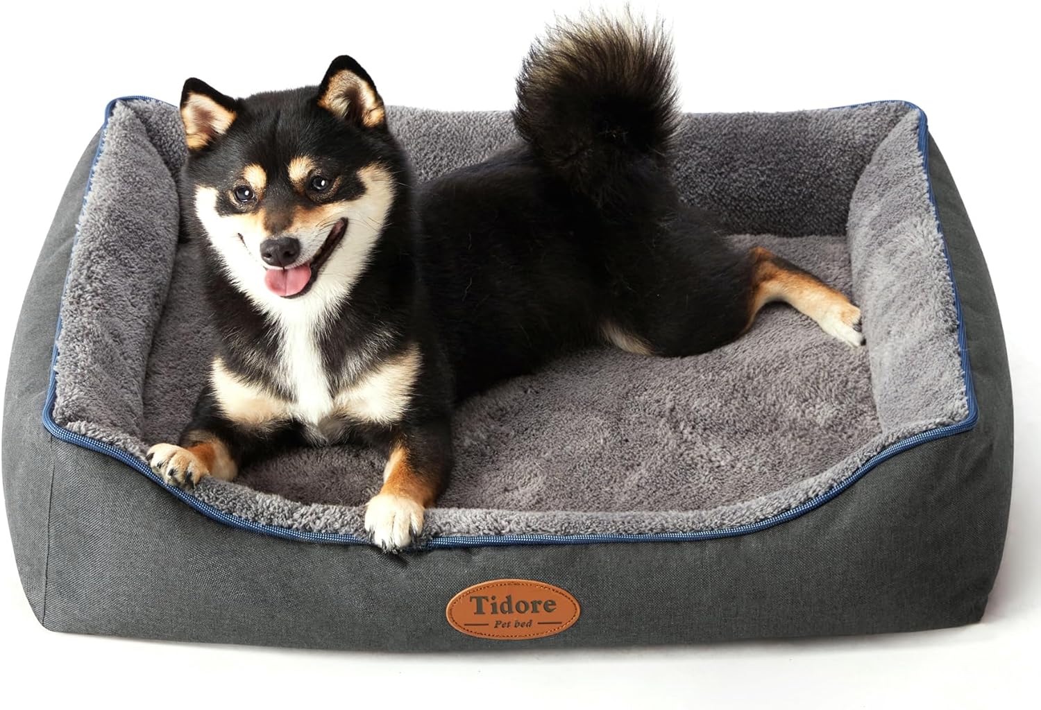 Orthopedic Dog Beds for Medium Dogs, Durable Egg Crate Foam Sofa Dog Bed wit Washable Removable Cover,Waterproof Lining,Pet Bed for Large Dogs (Dark Grey-Velvet, 26.4″ L x 21.7″ W x 6.2″ Th)
