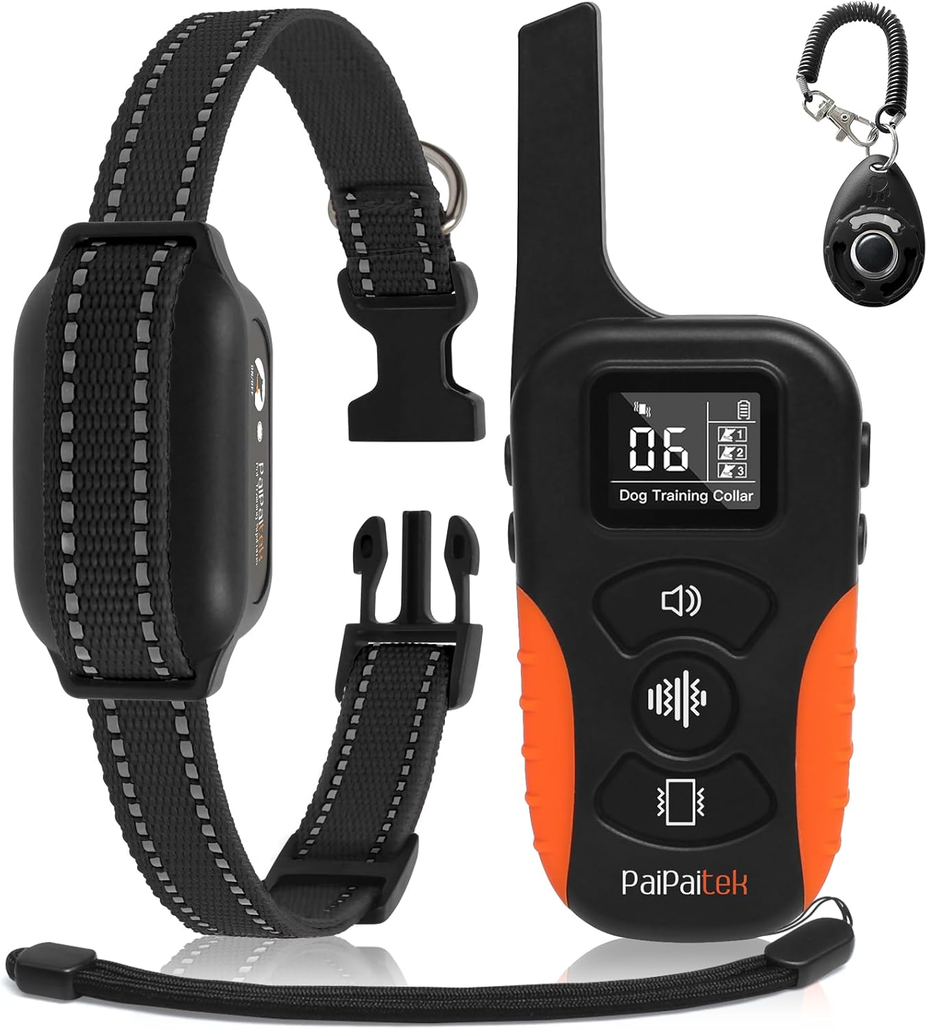 PaiPaitek No Shock Dog Training Collar with Remote 3300ft Range, Strong Vibrating Dog Collar Beep and Vibrate Only, Waterproof & Rechargeable Vibration Collar for Small Medium Large Dogs – No Prongs