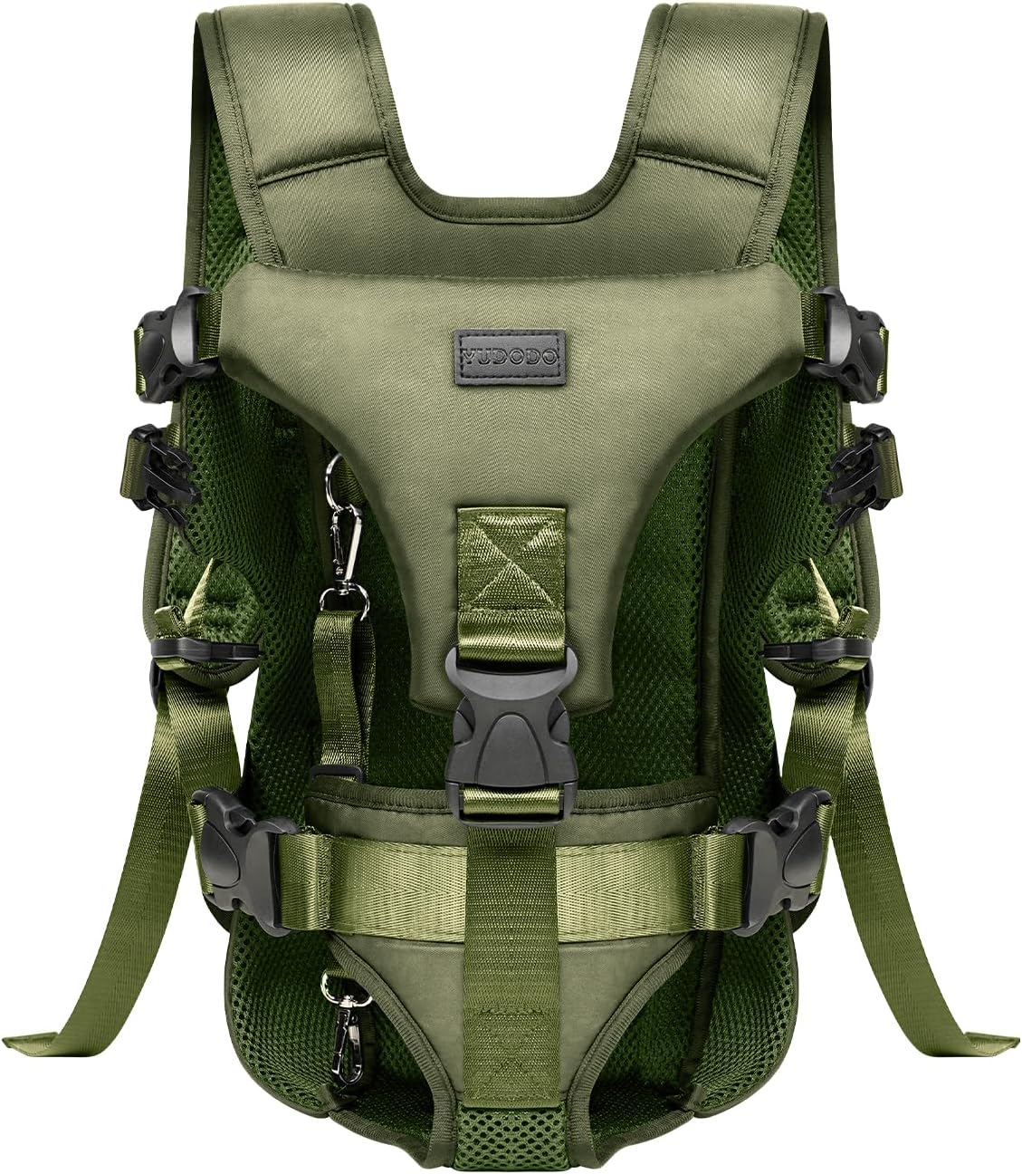 Pet Dog Front Carrier Backpacks, Legs Out Secure-Fit Dog Front Carrier for Small Dogs Up to 17 lbs, Adjustable Hands Free Pet Chest Carrier for Hiking Cycling (M, Army Green)