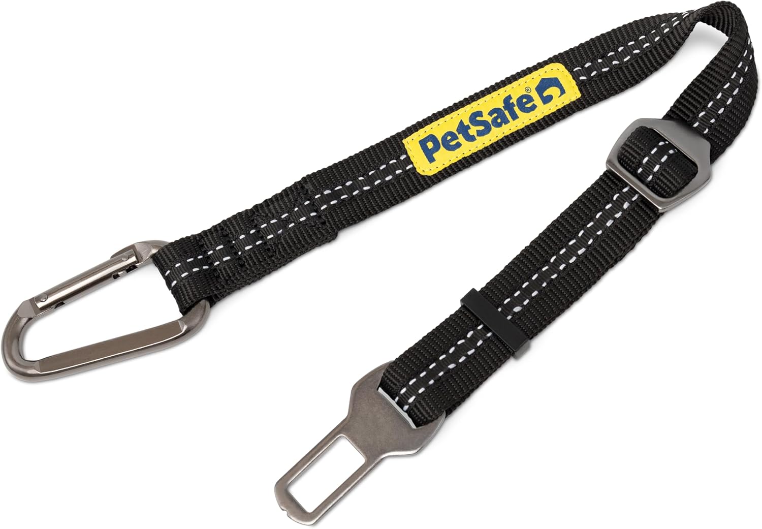 PetSafe Safety Seatbelt Tether – Adjustable Dog Seat Belt for Car – Works with Any Harness – Carabiner Clip, Black – 1 Seat Belt Tether
