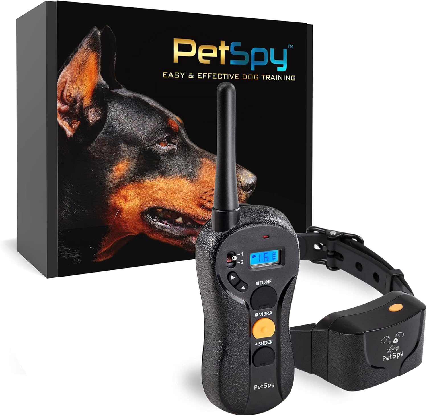 PetSpy Shock Collar for Dogs-Waterproof Dog Shock Collar with Remote Control,Vibration,Electric Shock,Beep-E Collar for Dogs Training,Collar with Remote for 10-140 LBS