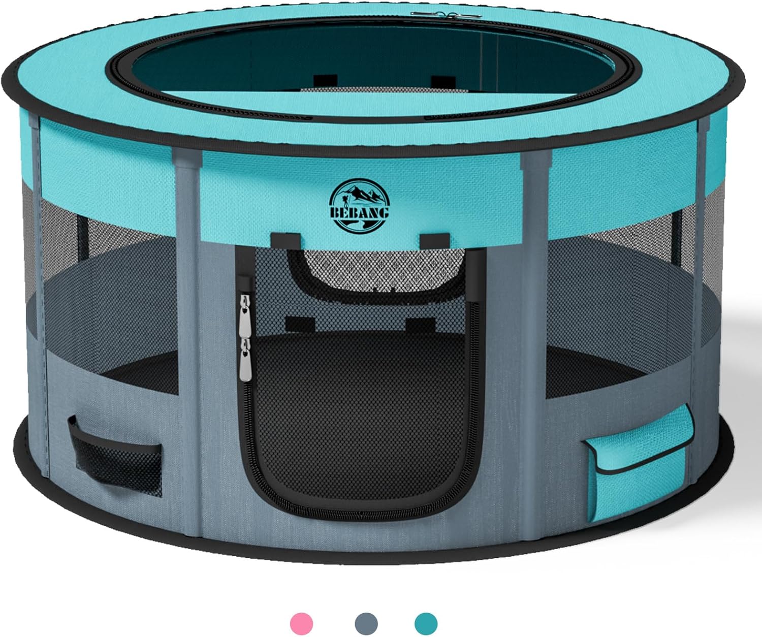 Playpen for Dogs, 44″*44″*24″ Large Foldable Pet Play Pens Indoor Outdoor Exercise Pen with Carrying Case Food Bowl for Cat Puppy Rabbit Grey