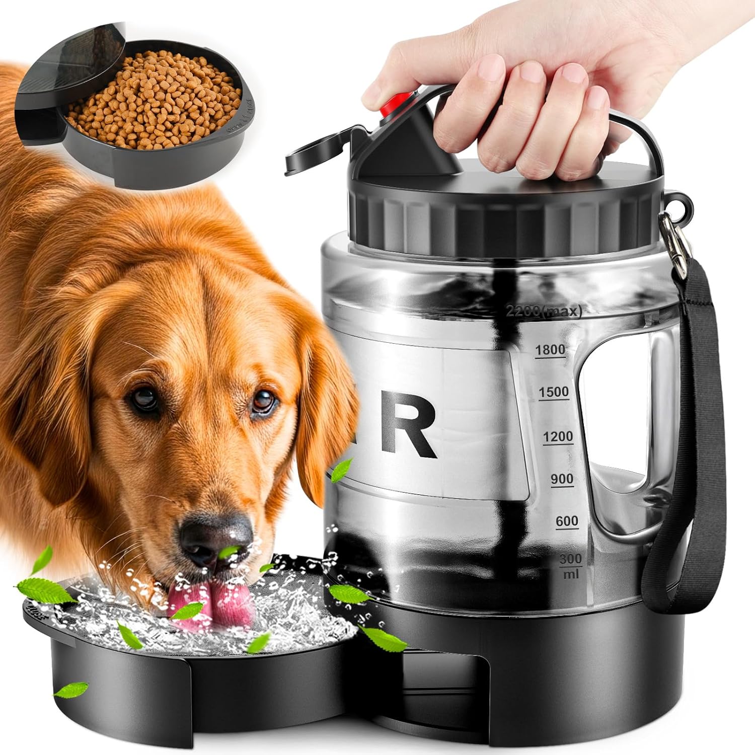 Portable Dog Water Bottle Bowl – 77 oz Travel Water Bowl Dispenser for Dogs Leak Proof, Suitable for Large Pet Drinking, A Must Have for Outdoor, Camping, Walking, Beach, Hunting, and Other Scenes