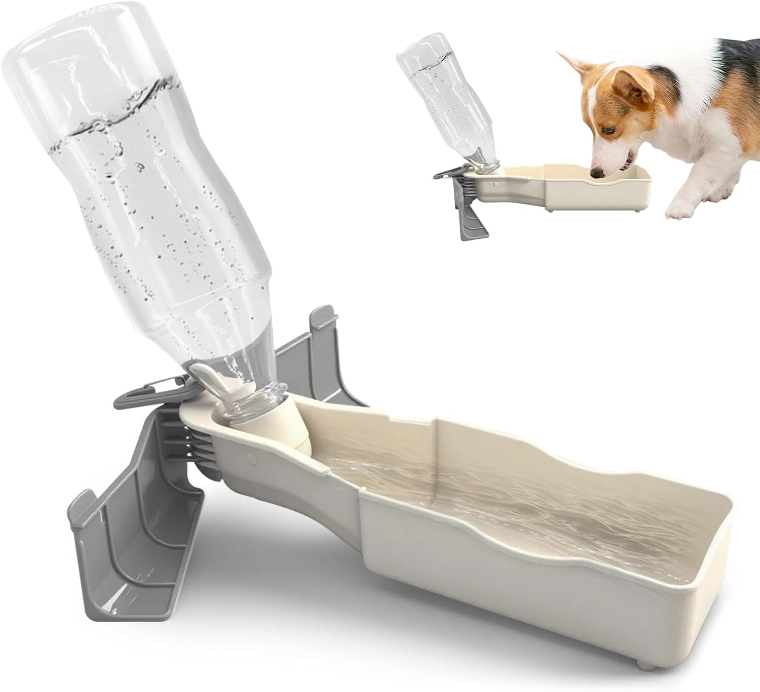 Portable Dog Water Bottle,Dog Water Bottle, 17Oz Travel Dogs Water Bottles,Travel Accessories for Dogs, Walking, Hiking and Outdoor Activities(Off-White,17Oz)