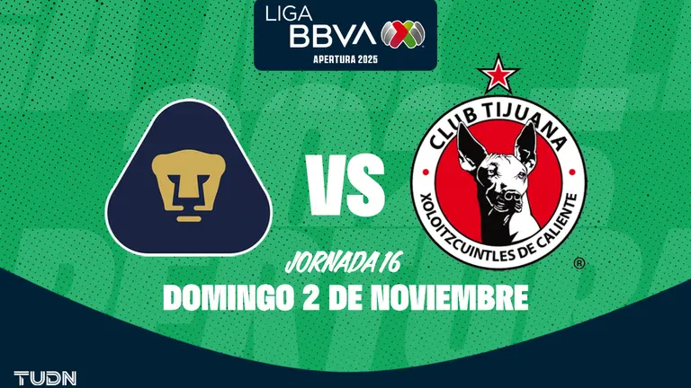 Pumas vs. Tijuana: horario y dónde ver el partido de la Jornada 16 de la Liga MX Apertura 2025 | TUDN Liga MX