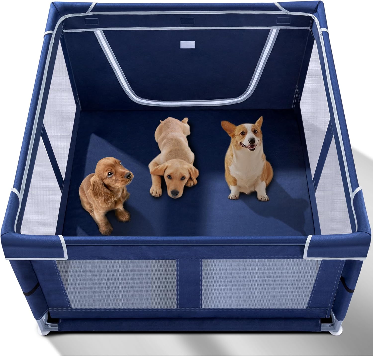 Puppy Playpen Indoor for Dog Small Pets, Dog Playpen 42×42 x25 inch, Dog Play Pen Indoors with Gate, Oxford Fabric Pet Exercise pens for Puppy, Anti-Tipping Dog Enclosure with Zipper Door