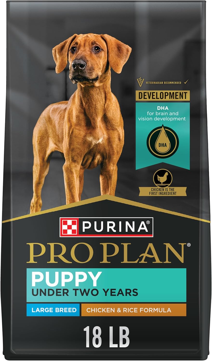 Purina Pro Plan Large Breed Dry Puppy Food, Chicken and Rice Formula – 18 lb. Bag