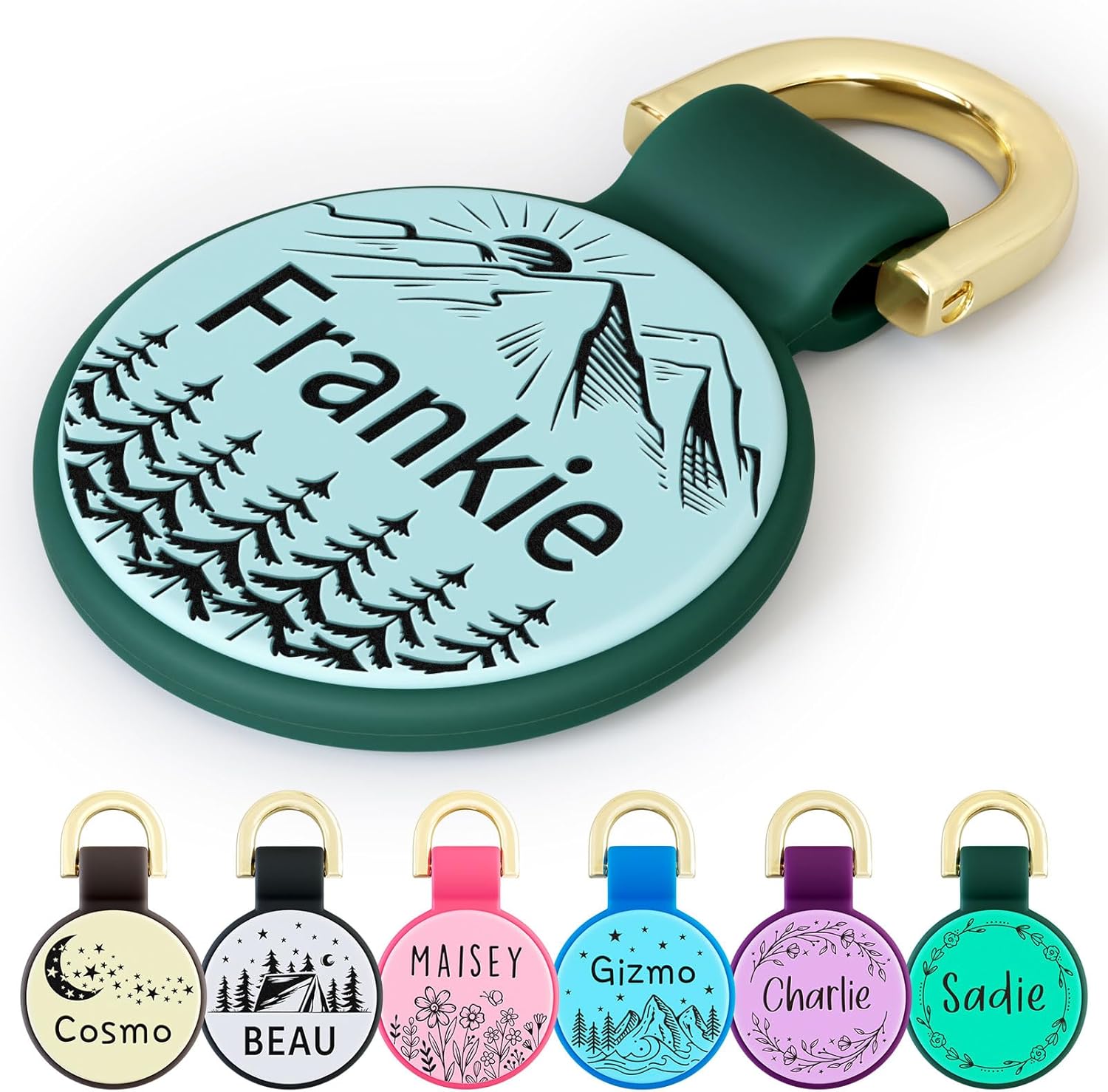 Silicone Dog Tags Personalized for Pets, Lightweight Cute Soundless Cat ID Tag, Custom Deep Engraved Pet Name Tags (Pattern)