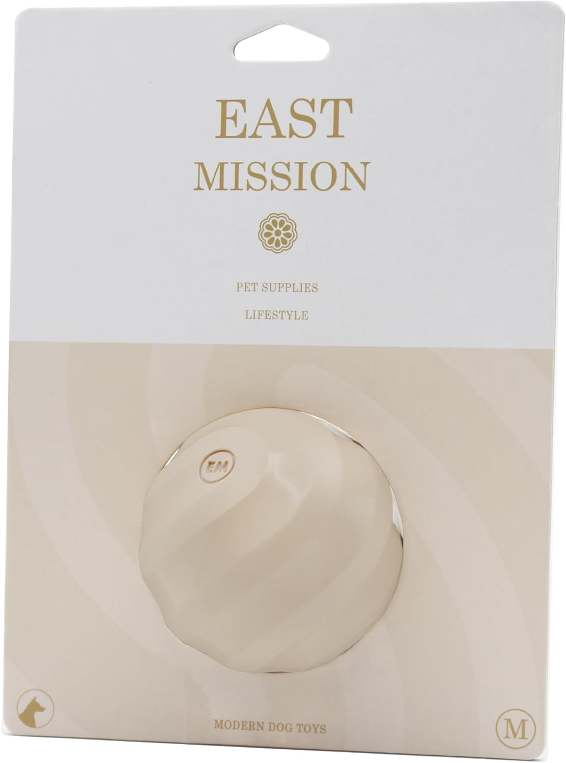 Single, Aesthetic Fetch & Play Dog Ball Toy with Beef Flavor and Squeaker, Natural Rubber/Latex, Medium Sized (2.5”) Neutral Colors (Beige)