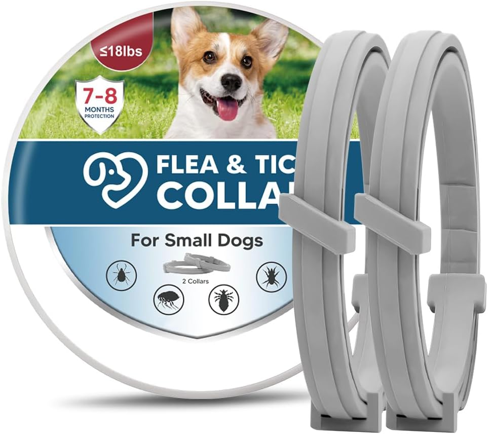 Small Dog Flea Collar, Tick Collar for Puppy Dogs, Flea Collars for Small Dogs Under 18 lbs, 8 Months Protection-2P