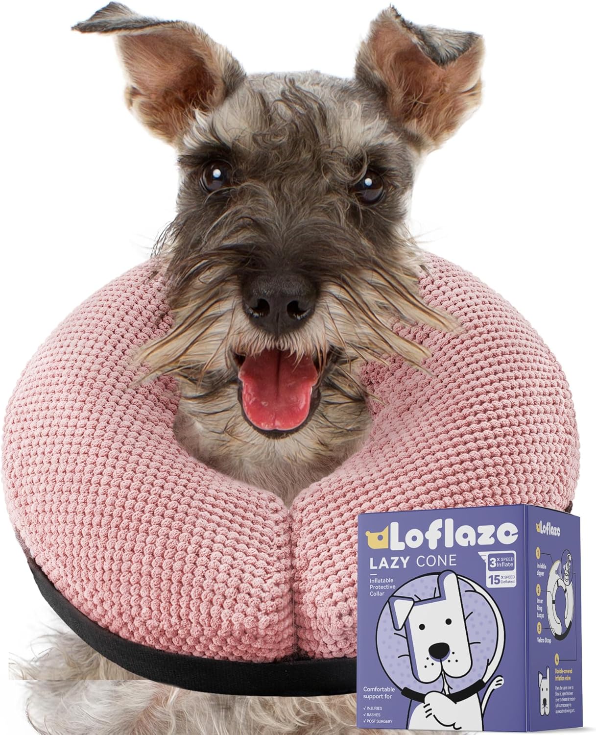 Soft Inflatable Dog Cone Collar – Medium/Large/Small, Cat Size – Dog Neck Donut, E Collar Alternative for Recovery