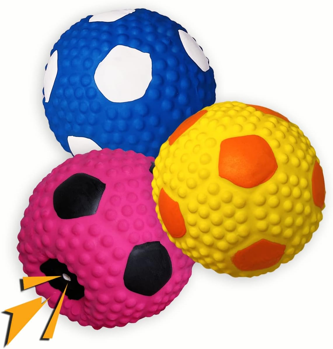 Soft Squeaky Dog Ball 2.56”, Latex Squeaky Dog Toys for Medium Dogs and Small Dogs to Fetch, Chase 3pcs for Small, Medium Breeds