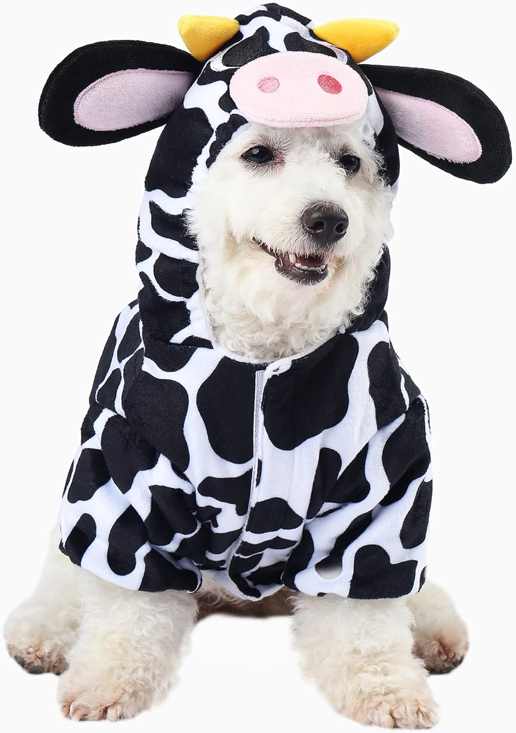 Spooktacular Creations Pet Dog Milk Cow Costume with 3D Cow Hood for Halloween Dress-up Party, Pet Carnival