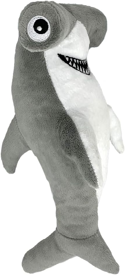 Spunky pup Clean Earth Plush Dog Toy with Squeaker – Recycled, Eco-Friendly, Floats for Beach, Lake, Pool – Hammerhead Shark, Large
