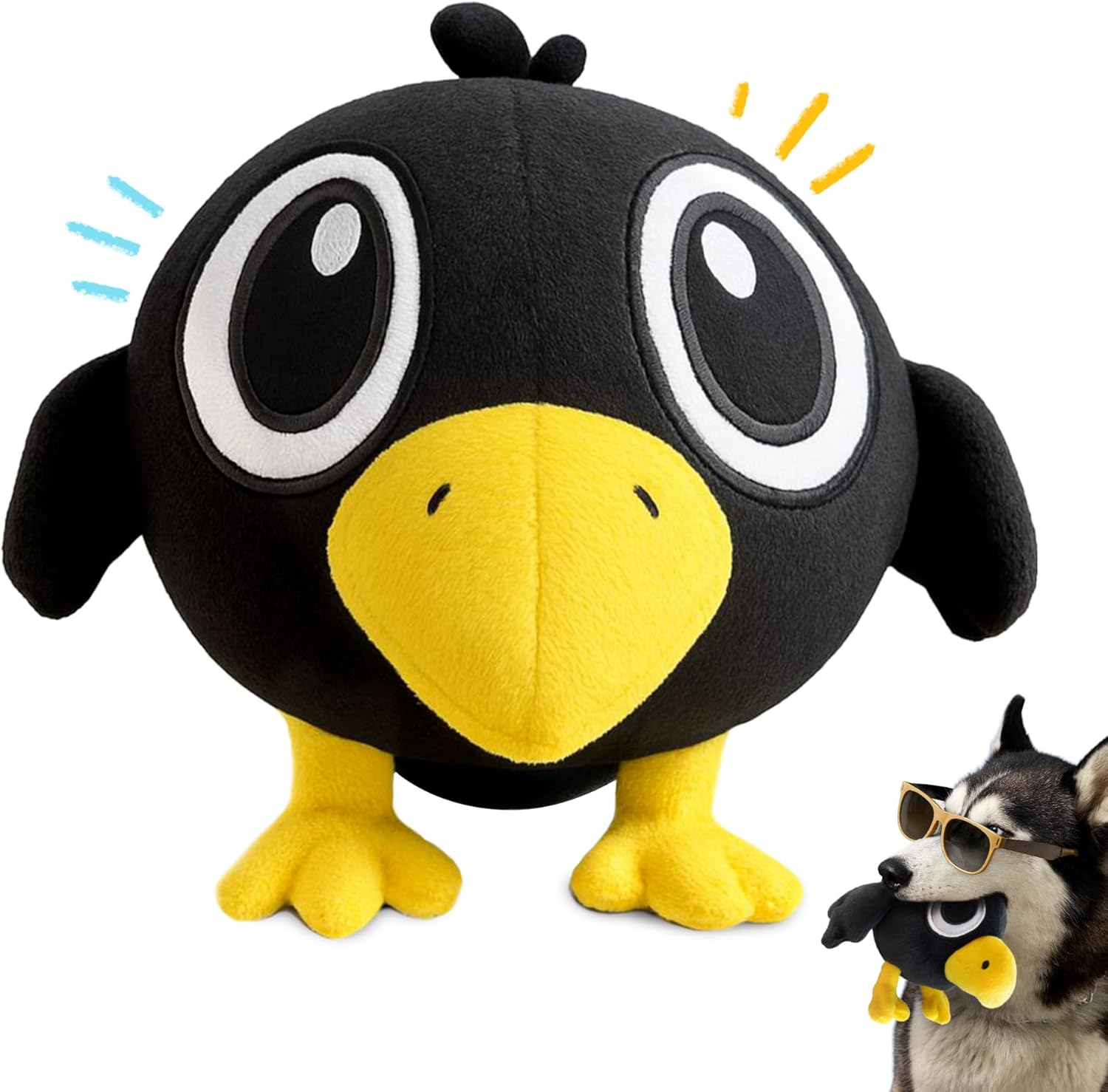 Squeaky Dog Toys for Small Dogs – Black Crow Plush Dog Toy – Soft Stuffed Animal for Dog Toys Puppy with Squeaky Sound to Keep Them Busy, Safe Plush Dog Toy for Interactive Play – 6.5″