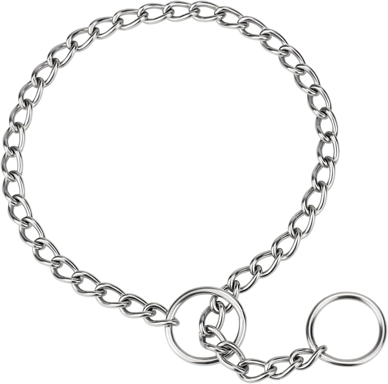 TagME Chain Choke Collar for Dogs, Adjustable Weather Proof Necklace for Small Dogs, Alloy Steel Pet Training Collar