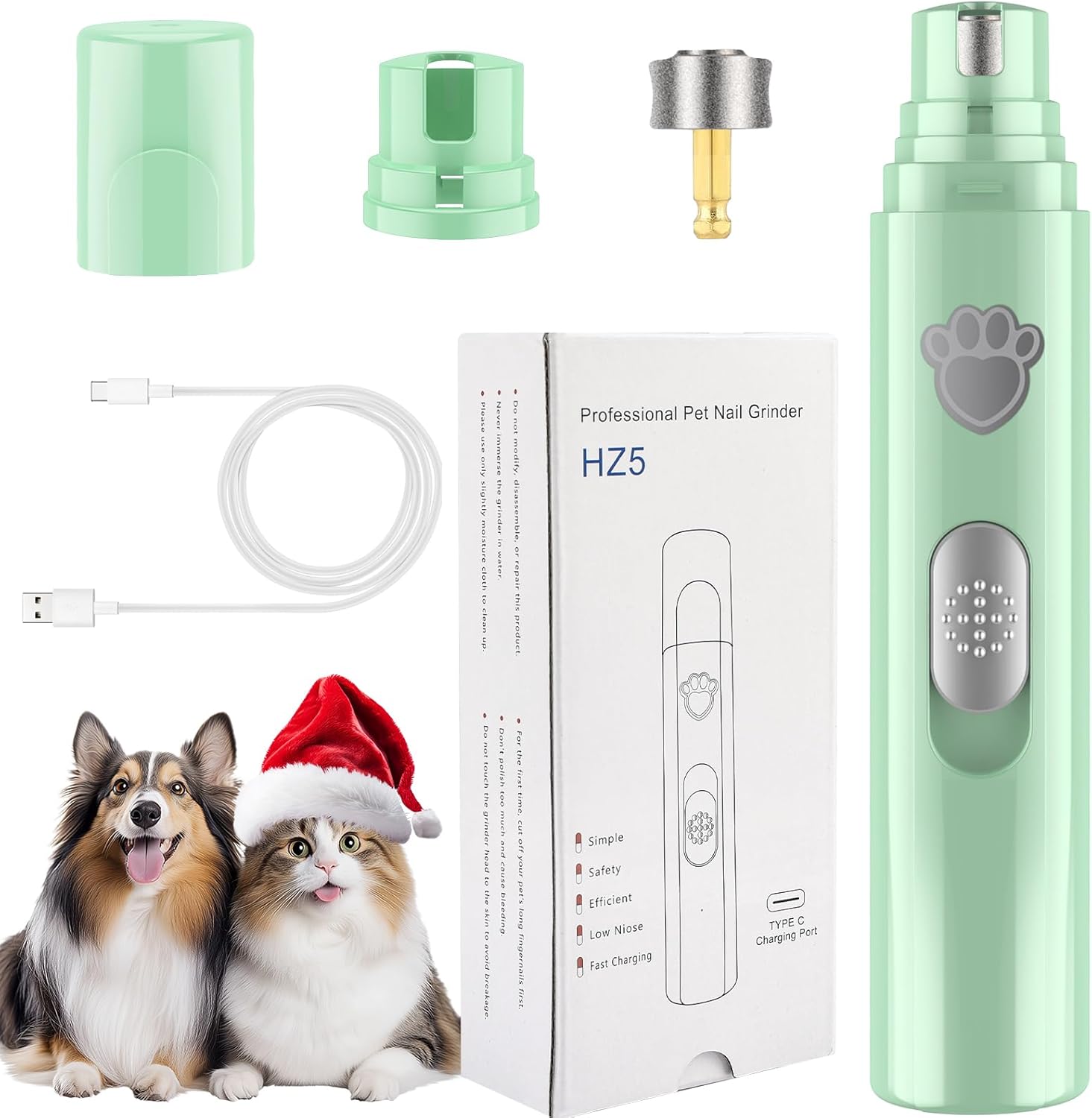 VIWIK Dog Nail Grinder, 2-Speed Rechargeable Dog Nail Trimmers for Large Medium & Small Dogs, Upgrade Professional Electric Pet Paws Grooming, Quiet Puppy Grooming Tool, for Dogs Cats