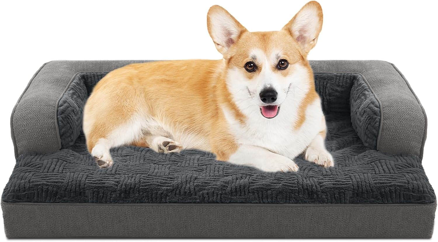 WINDRACING Dog Beds for Large,Medium Dogs,Orthopedic Dog Sofa Bed with Removable Washable Cover,Waterproof Egg Foam Pet Couch Bed& Furniture,36×23 Inch, Gray