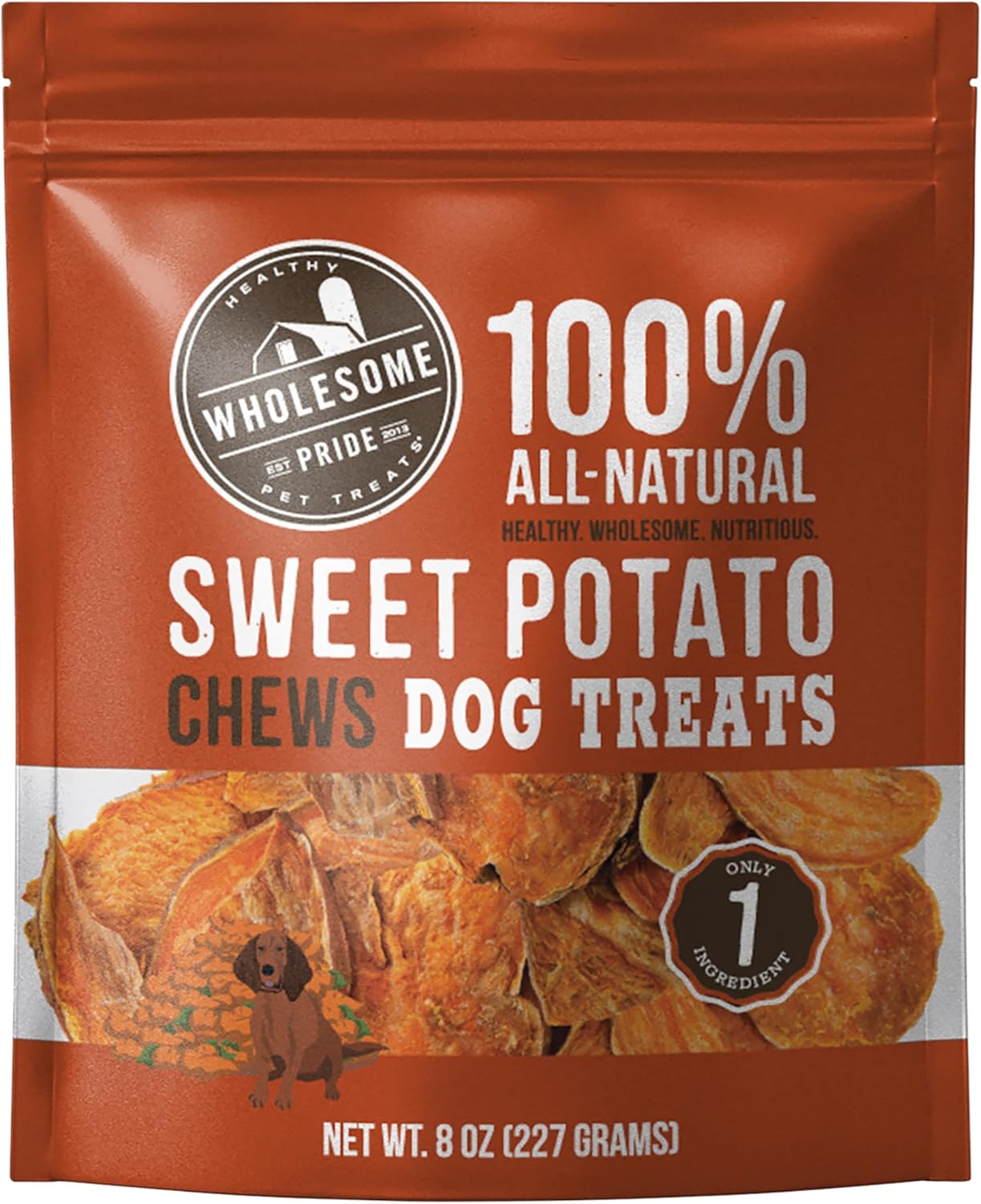 Wholesome Pride Sweet Potato Chews 100% All-Natural Single Ingredient Dog Treats, 8 oz