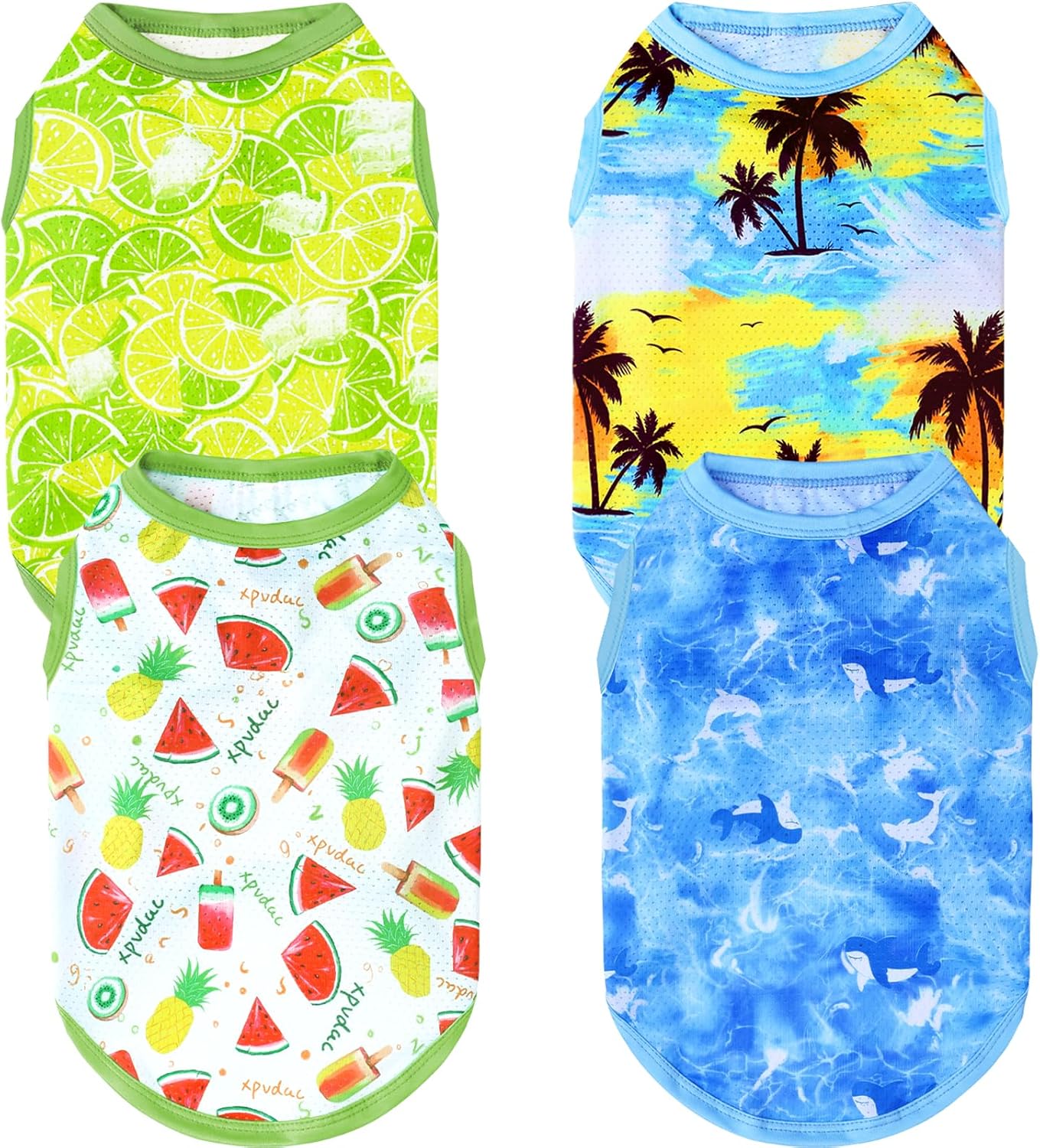 XPUDAC 4 Pack Dog Shirts Cooling Quick Dry Summer Dog Clothes for Small Dogs Boy Girl Lightweight Breathable pet Cooling Vest-X-Large