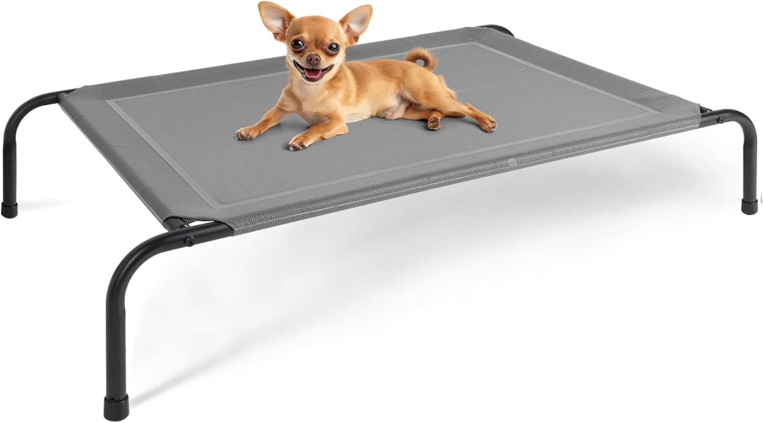 YSSOA Cooling Breathable Elevated Dog Bed, No-Slip Feet, Metal Frame, Indoor and Outdoor, 42×25.2×8 Inch, Grey