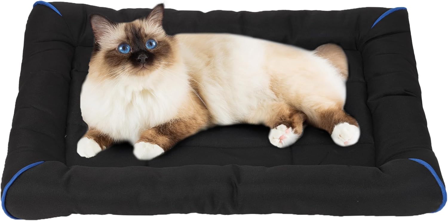 YUUHNEG Outdoor Waterproof Dog Beds Small Sized Dog – Oxford Fabric Surface Pet Mat for Crate, Removable Washable Cover Pet Mat, Black, 24″x 18″