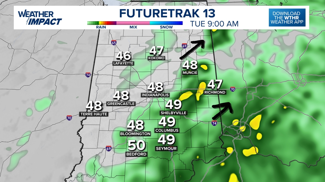Tuesday rain zones for Indiana; snow flurries possible tomorrow | 13Weather Blog