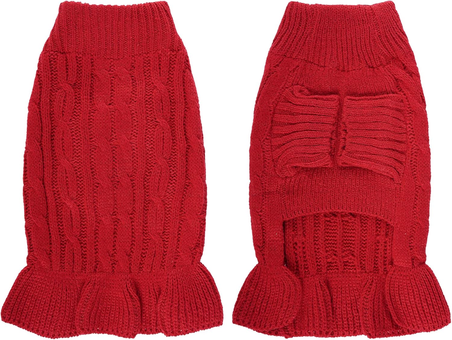 choyaxo Small Dog Sweater Pet Christmas Sweater Dress for Dogs Cat Pet for Winter Christmas Holiday Breathable Ruffle Hem Design (Red, Medium)