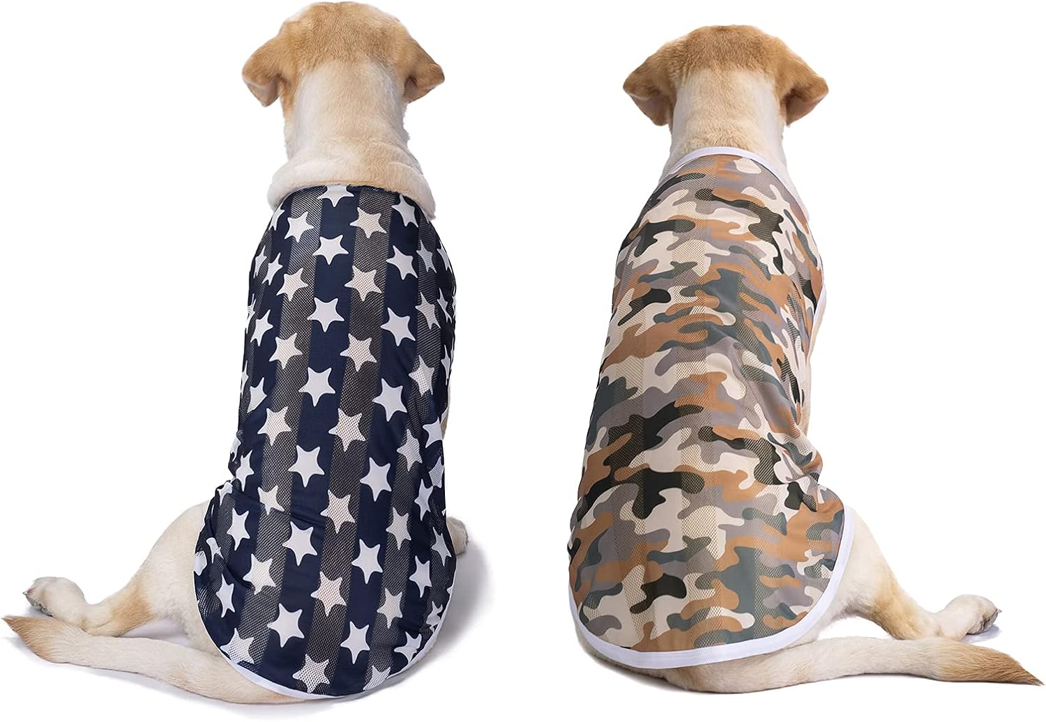2 Pack Camo Dog Tshirts for Medium Large Dogs, Quick Dry Dog Cooling Vest Shirt T-Shirts Girl Boy,Breathable Stretchy Tank Top Sleeveless Vest Tee Shirt Pet Clothes Apparel