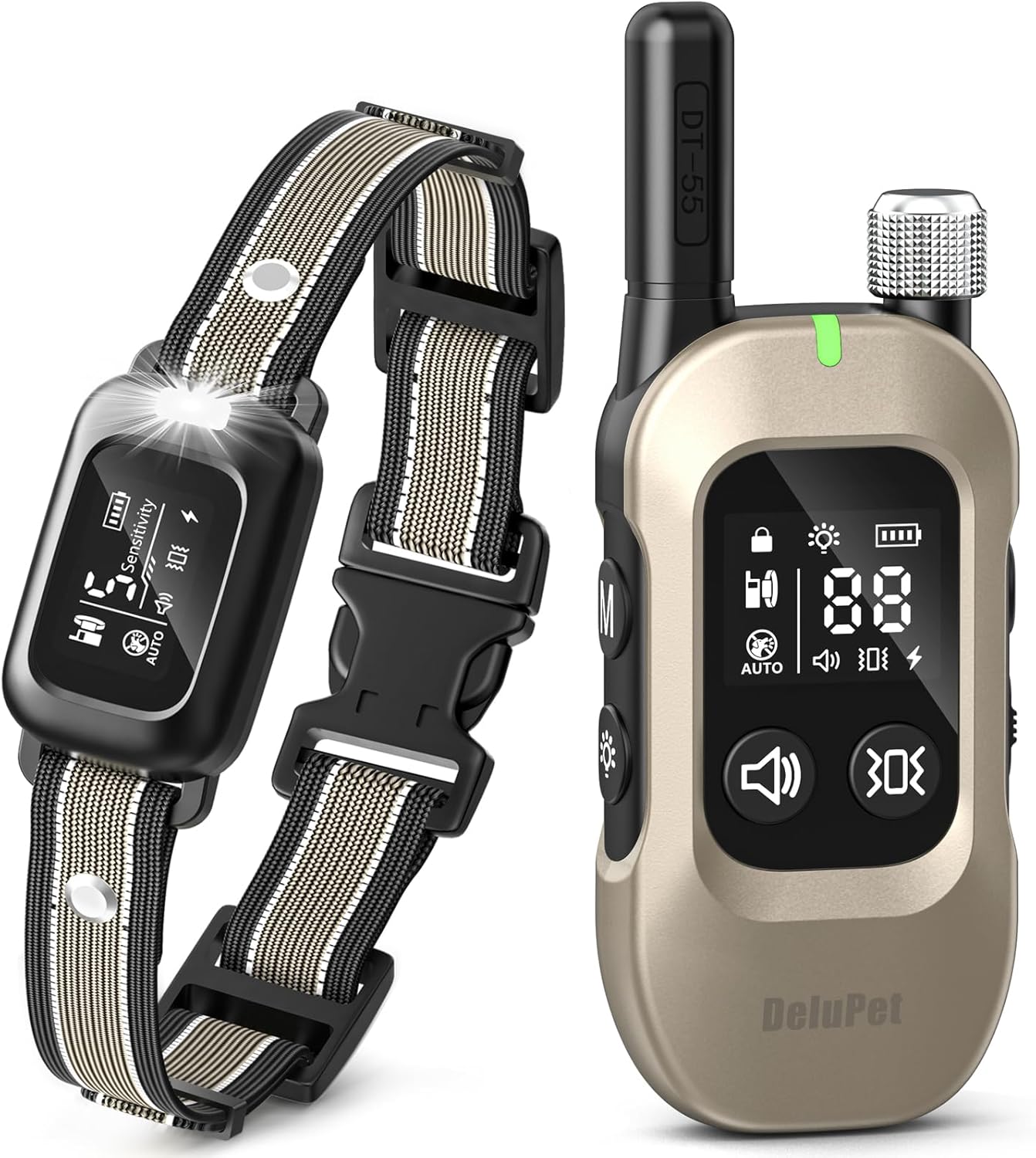 2-in-1 Dog Bark & Shock Collar – 4500FT Dog Training Collar with Remote, 3 Training Modes & LED Light, IPX8 Waterproof E Collars with Anti-Barking for Small Medium Large Dog