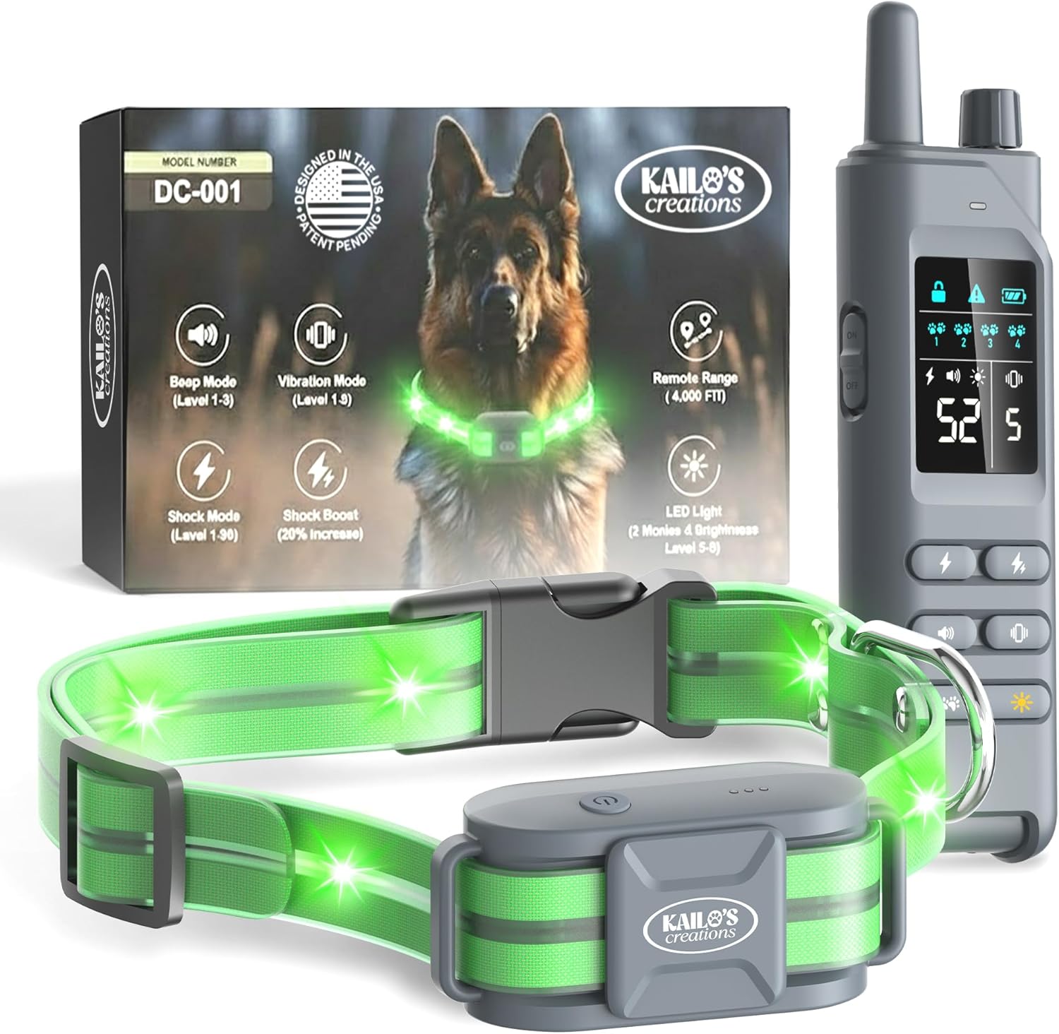 2-in-1 Dog Shock Collar with Remote & 360° LED Safety Lights – 4200FT Range Dog Training Collar, IPX8 Waterproof, 4 Training Modes, Rechargeable E-Collar for Small Medium & Large Dogs (10-120lbs)
