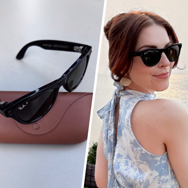 Associate editor Shannon Garlin wearing the Ray-Ban Meta Smart Glasses Skylar