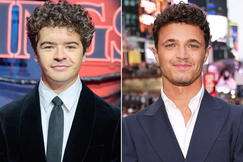 Annette Riedl/picture alliance via Getty; Mike Coppola/Getty Gaten Matarazzo and Lando Norris