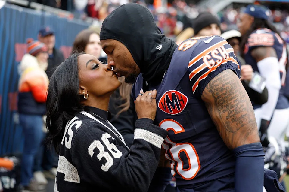 Wesley Hitt/Getty Simone Biles and Jonathan Owens.