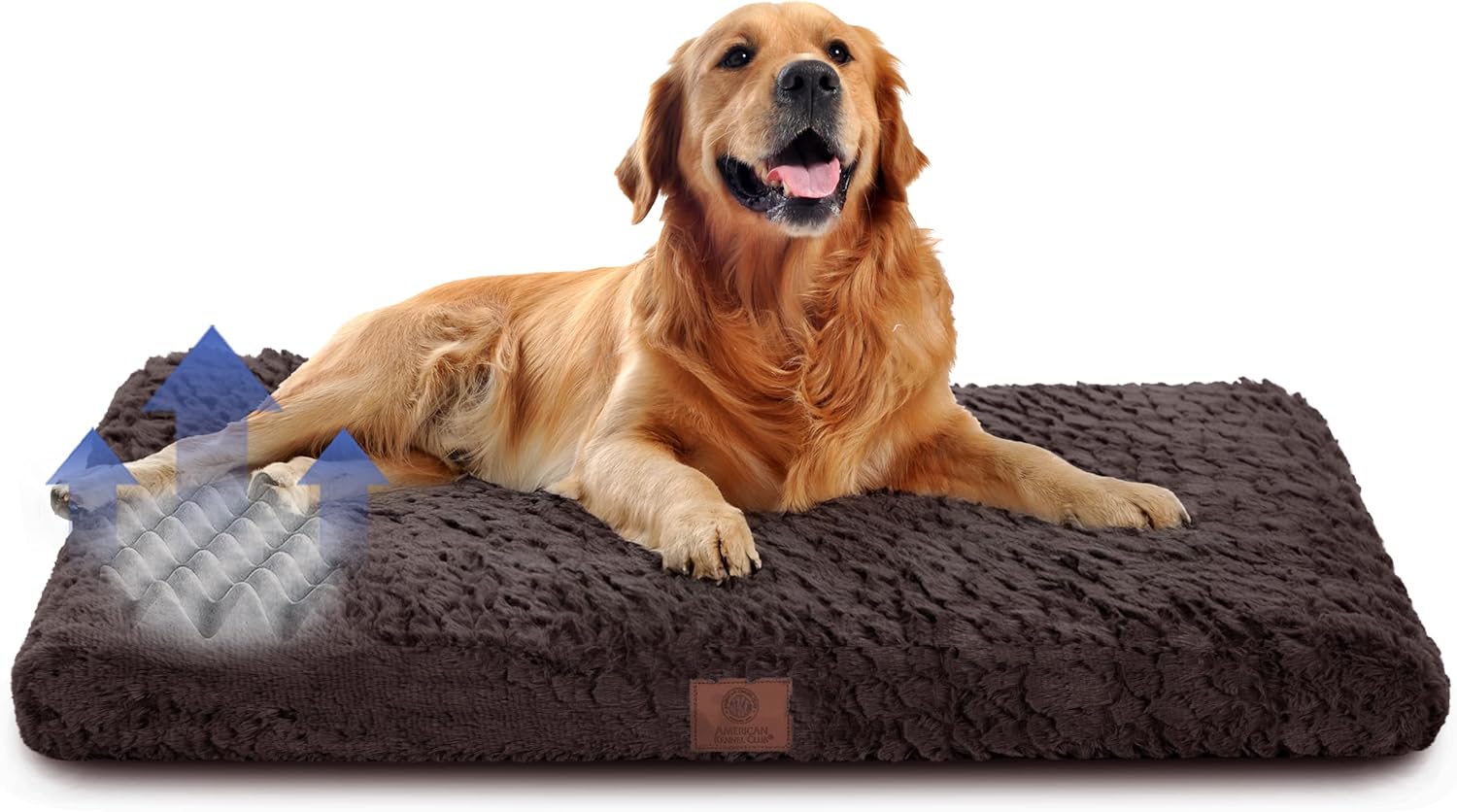 AMERICAN KENNEL CLUB Orthopedic Memory Foam Dog Crate Mat, Egg Crate Foam Cushion, Washable Cover, Non-Slip Base, Eases Joint Pain, Breathable, Durable, 42×27, Brown