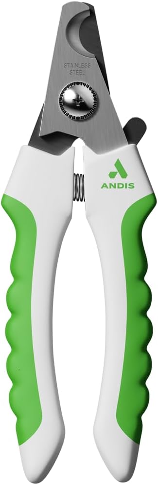 Andis 68575 Animal Nail Cutter for Small Breeds – Stainless Steel Blades with Sharp Efficiency – Designed for Repeated Use & Recommended by Pet Trainers – Medium Size & White/Green