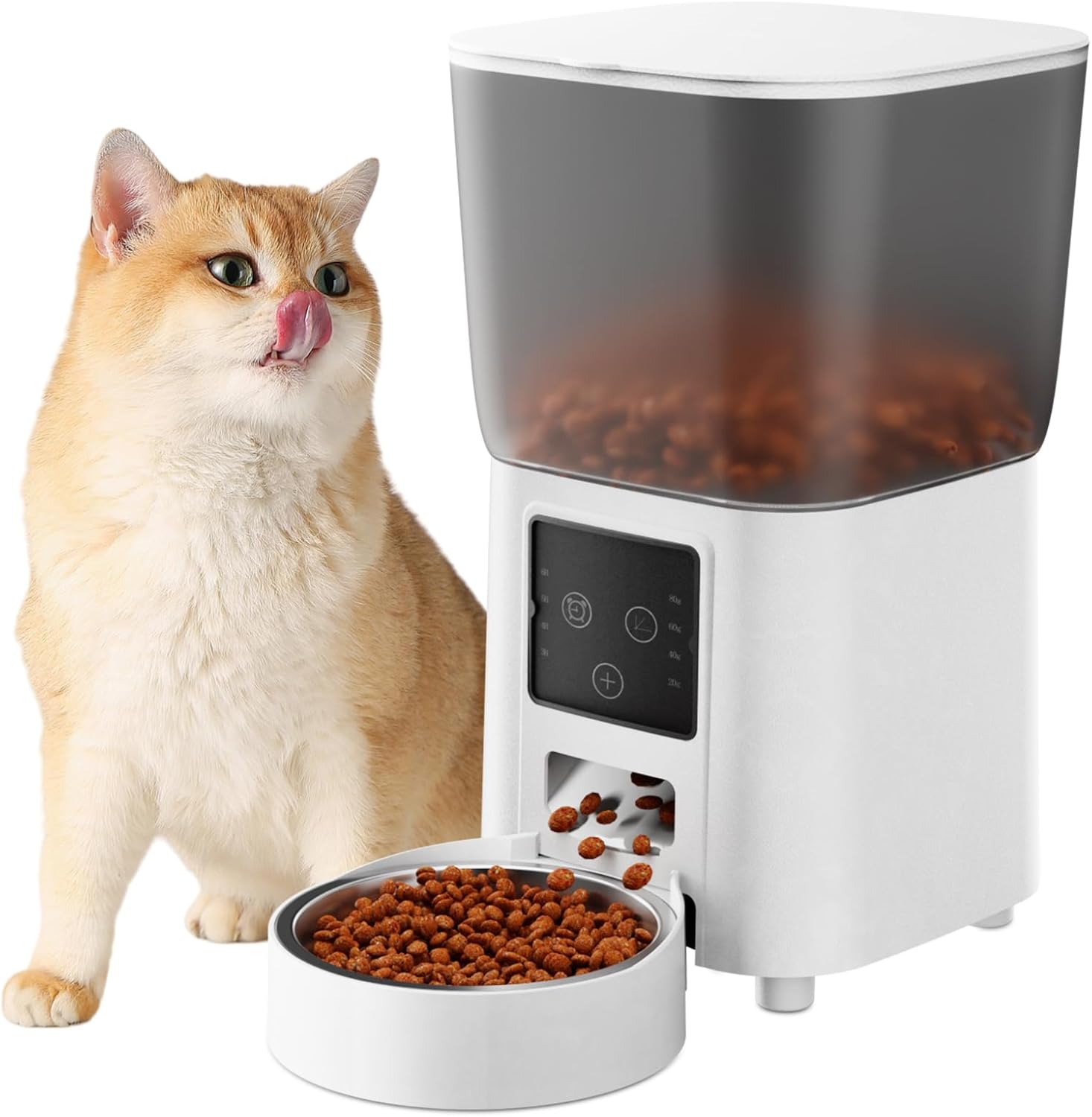 Automatic Feeder, 5.5L Timed Food Dispenser with Dual Power, Adjustable Portions, Auto Cat & Dog Feeder, Food Container, Pet Feeding Supplies