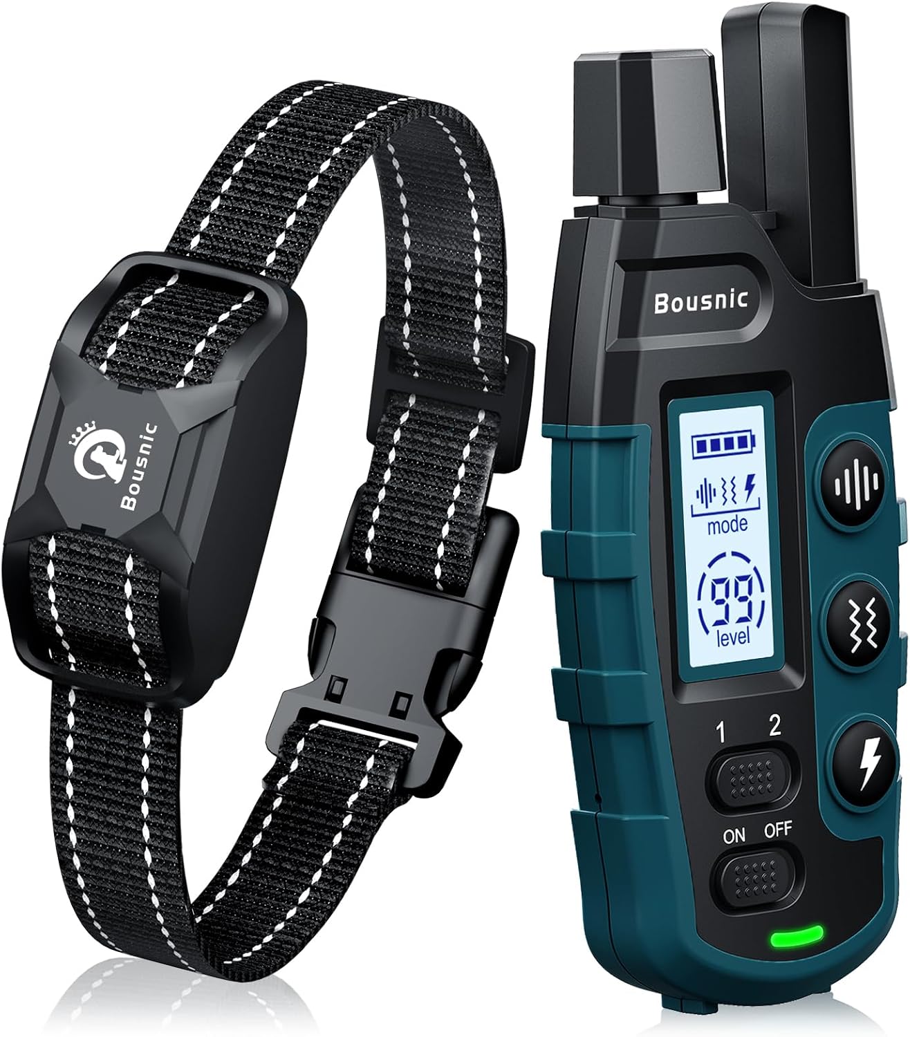 Bousnic Dog Shock Collar – 3300Ft Training Collar with Remote for 5-120lbs Small Medium Large Dogs Rechargeable Waterproof e Collar with Beep (1-8), Shake(1-16), Safe Shock(1-99) Modes (Black)