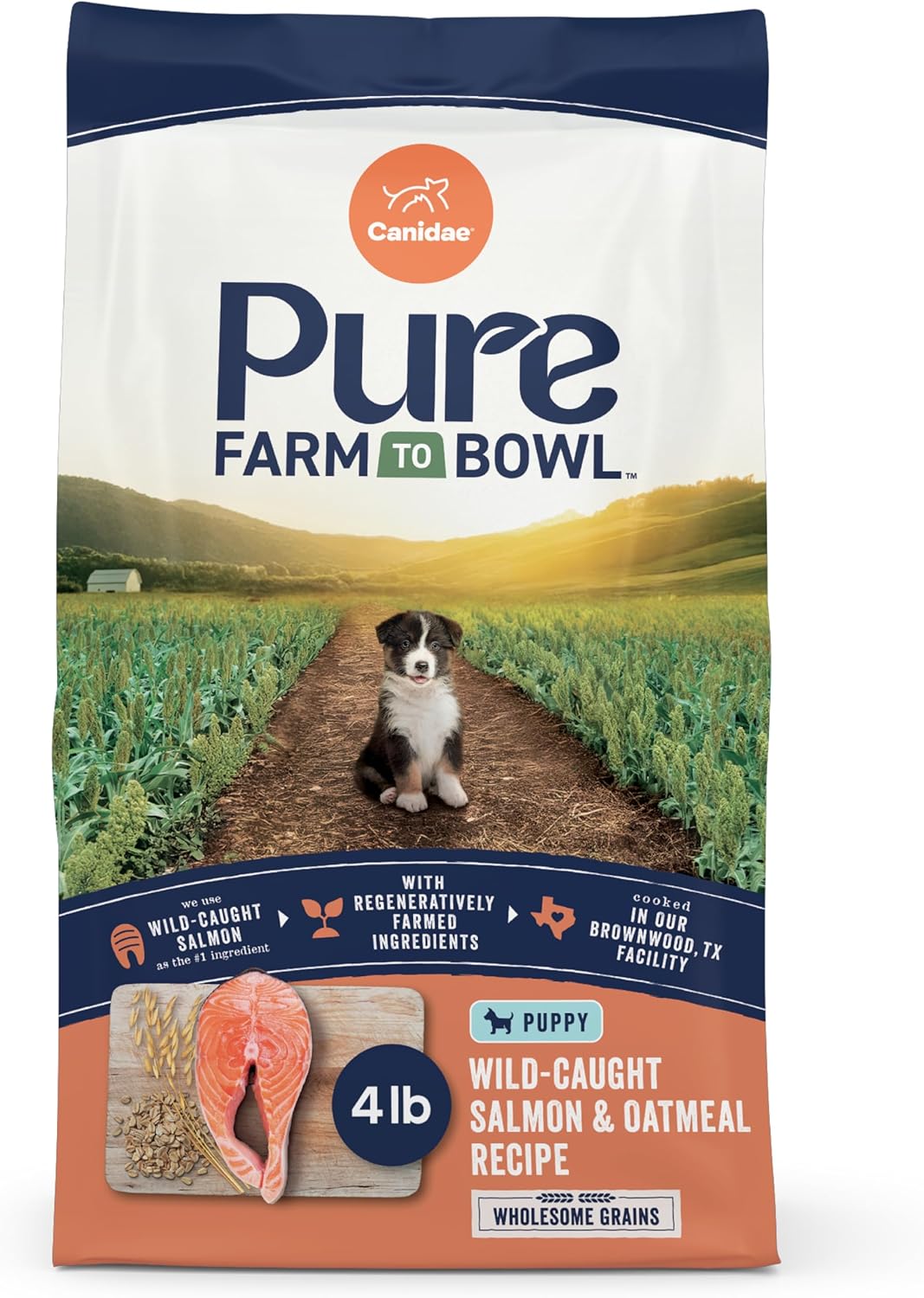 Canidae Pure Farm to Bowl Wild-Caught Salmon & Oatmeal, Puppy, Dog Food, 4lb