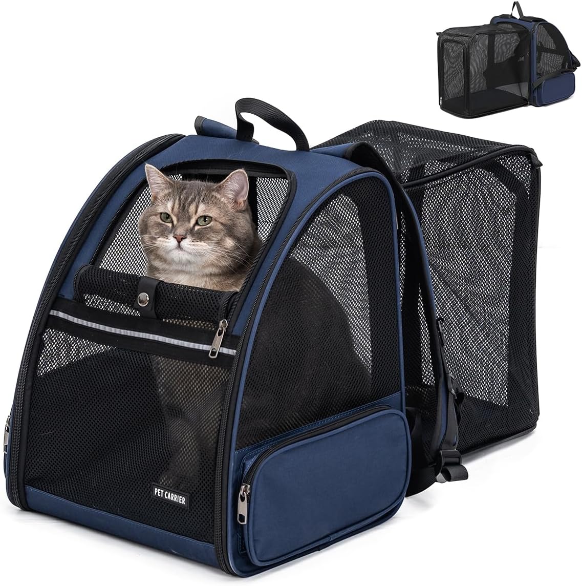 Cat Backpack，Expandable Cat Carrier Backpack, Dog Backpack Carrier and Pet Carrier Backpack, Suitable for Cats, Dogs Kitten or Small Dogs, Travel Friendly Puppy Cats Bag (Blue)