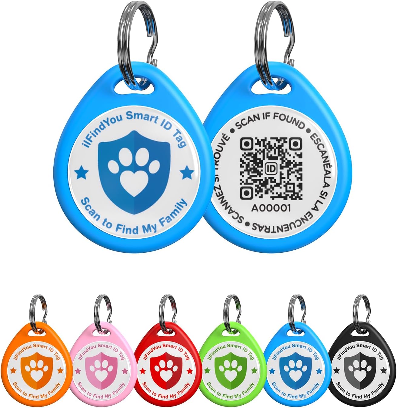 Cat Tags Personalized Small, QR Code Cat Name Tags for Kitten Collar, Scan Location Alerts, Blue S