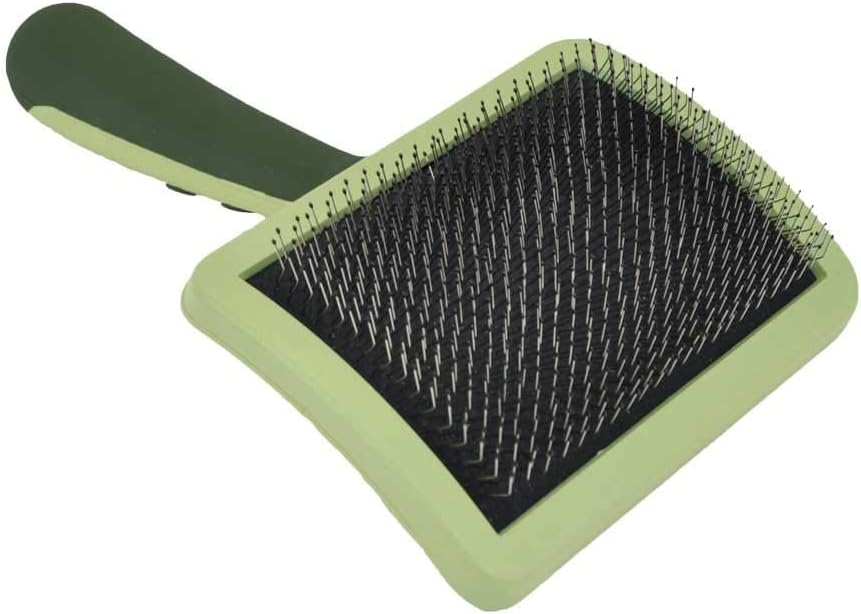 Coastal Dog Slicker Brush, Green – Grooming & Shedding Brush for Dogs of All Hair Types – Curved Design for Easy Detangling – Non-Slip Handle, 6.75” x 4.25”