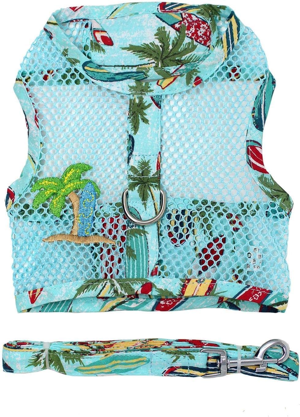 Cool Mesh Dog Harness – Dog Vest for Pets, Simple Step in and Go Design, Harness for Dogs with Leash, Surfboards & Palms, Large by Doggie Design