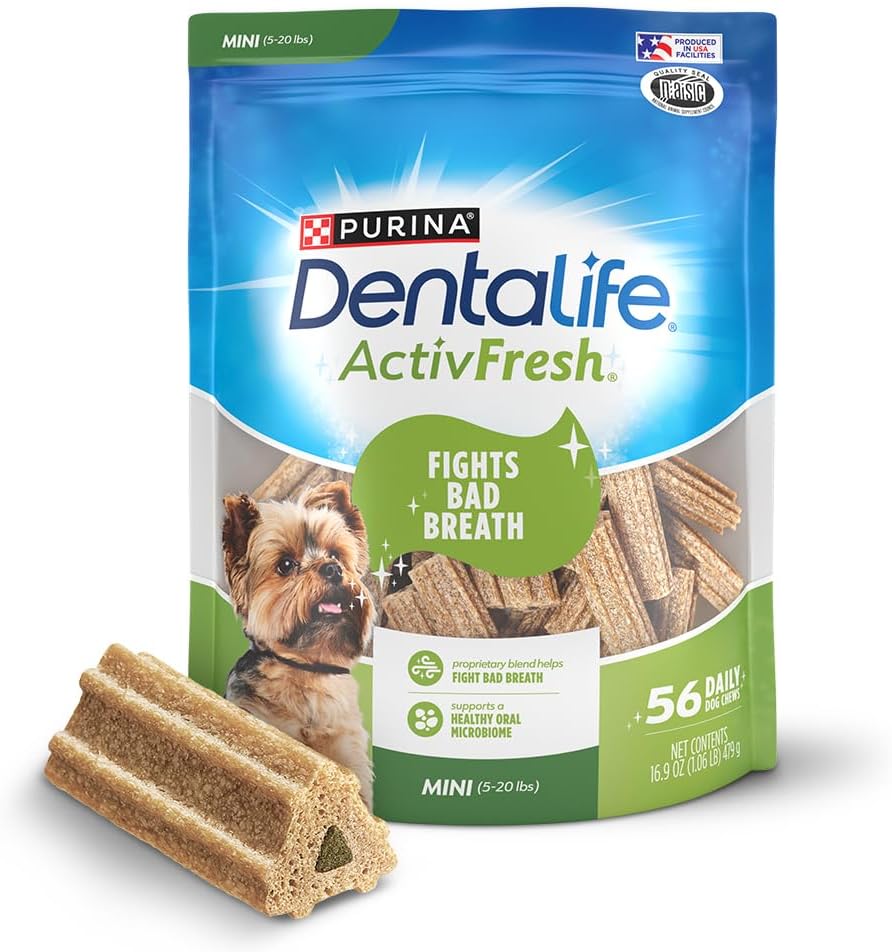 DentaLife ActivFresh Dog Chews for Mini and Small Dogs 5-20 lbs., Dental Chews to Freshen Breath, Chicken Flavor, 16.9 oz., 56 Chews – 56 ct. Pouch