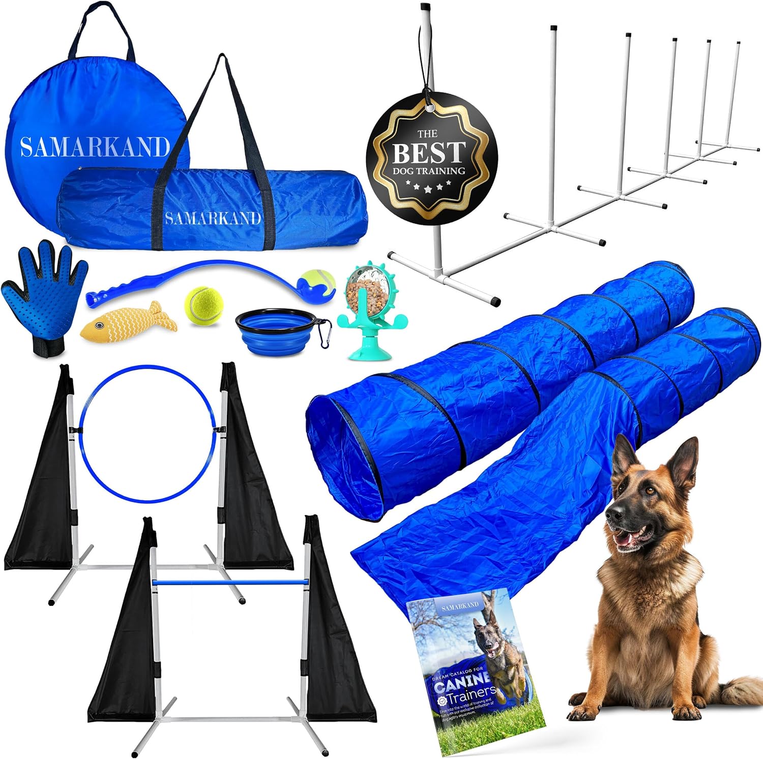 Dog Agility Course Backyard Set, Including Dog Tunnel Bags for Agility Dog Jumps and All Toys – Professional Dog Agility Equipment Range – Dog Training Course Equipment, Dog Obstacle Course Backyard